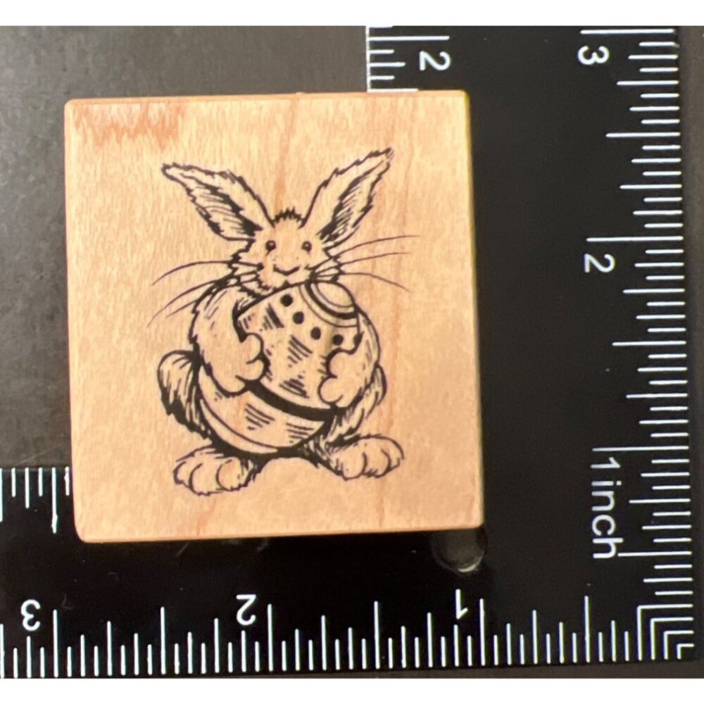 PSX 1996 C-1916 Easter Bunny with Egg Wood Mounted Rubber Stamp